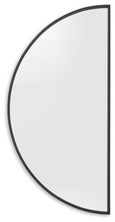 a white mirror with black trim on the bottom and an oval shape in the middle