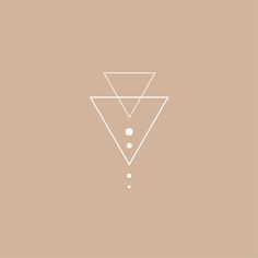 a triangle with two dots in it on a beige background, and the bottom half is white