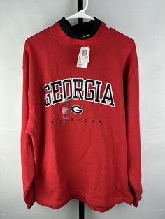 Vintage NOS Cadre Athletic Georgia Bulldogs Mock Neck Sweatshirt NWT Medium. Collegiate Winter T-shirt For Streetwear, Collegiate Crew Neck T-shirt For Winter, Collegiate Long Sleeve Winter T-shirt, Winter Collegiate Crew Neck T-shirt, Winter College T-shirt With Logo Print, Collegiate Crew T-shirt For Winter, Varsity Winter Fan Gear Top, Collegiate T-shirt With Ribbed Cuffs In Relaxed Fit, Collegiate Crew Neck Tops For Streetwear