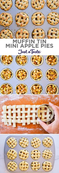 mini apple pies are ready to be baked in the oven and put into muffin tins