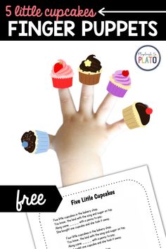 five little cupcakes finger puppets for kids to play with and learn how to make them