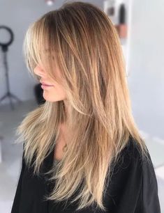 Long Fine Shag Haircut, Hair Layering Ideas, Shag Haircut Thick Straight Hair, Long Hair Growing Out Bangs, Long Straight Shaggy Hair, Middle Part Side Swept Bangs, 2023 Hair Trends For Women Highlights, 2023 Hair Trends For Women Straight Hair, Medium Length Layered Haircuts Straight