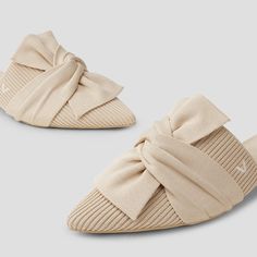 Yaffa Pointed-Toe Knot Sustainable Sandals in Almond | VIVAIA Knot Sandals, Travel Date, Shoe Last, Walking On Clouds, Date Nights, Comfort Design, Seasonal Celebration, Bow Design, Winter Shoes