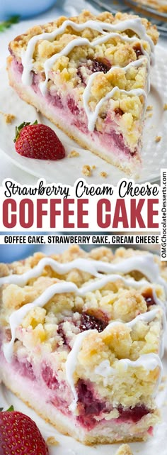 strawberry cream cheese coffee cake on a plate