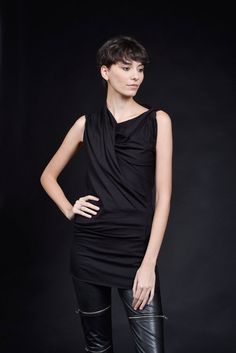 Subscribe for Aakasha Newsletter for Special Offers and Promo Codes Paste this link below in your browser http://eepurl.com/dvUKiz FREE EXPRESS SHIPPING to the U.S. for orders over 35$* Asymmetric Sleeveless draped top®ALL RIGHT RESERVED 7,797,332 || 1 221 225 Black Hooded Coat, Draped Top, Pretty Top, Sleeveless Tunic, Fashion Line, Hooded Coat, Linen Top, Flare Skirt, Black Fabric