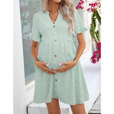 The maternity dress is made of polyester, breathable, lightweight, soft and no stretch. Maternity mini dress with high quality fabric give you wonderful wearing experience all the day. Dresses Light Green, Summer Maternity Fashion, Maternity Dresses Summer, Swiss Dot Dress, Flowy Midi Dress, Baby Shower Dresses, Short Sleeve Maxi Dresses, Shower Dresses, Dress Dusty