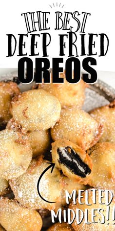 the best deep fried oreos are made with melted molassa and powdered sugar