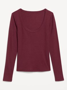 scoop neck long sleeves snug fit hits below waist models are approx.  5'9" and wear sizes s (4), l (12), and xl (18)machine wash according to the care instruction label Top For Women, Pajama Top, Petite Size, Toddler Boys, Aesthetic Clothes, Snug Fit, Rib Knit, Ribbed Knit, Old Navy