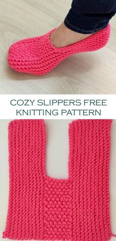 two pictures showing how to crochet slippers with the text, cozy slippers free knitting pattern