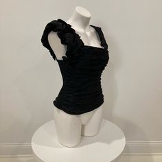 Never Worn Beautiful Ruffle Effect On Straps Fabric Looks & Feels Like Soft Organza Ruched Detail Approx Measurements Provided In Photos Ladies Small No Rips/Stains Smoke/Pet Free Home All Offers Considered Fast Shipping Halter Top, Womens Tops, Tank Tops, Pet, Customer Support, Women Shopping, Fabric, Clothes, Black