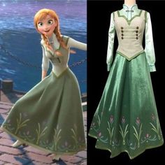 princess anna green outfit - Google Search Anna Green Dress, Frozen Jr Costumes, Anna Dress Frozen, Shirt Corset, Frozen Musical, Anna Green, Frozen Costumes, Frozen Jr, Anna Costume