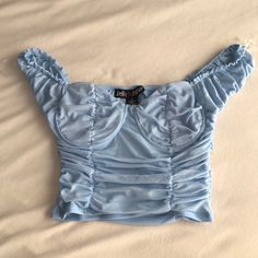 Gorgeous Baby Blue Bustier Ruched Top. Can Be Worn On Or Off The Shoulders. In Perfect Condition, Nwt. Bought The Wrong Size So It’s A Little Big On Me. Blue Ruched Sleeveless Top, Fitted Ruched Crop Top For Party, Blue Fitted Crop Top For Night Out, Blue Bustier Top, Descendants Dr, Light Blue Crop Top, Fancy Shirt, Pink Floral Top, On Or Off