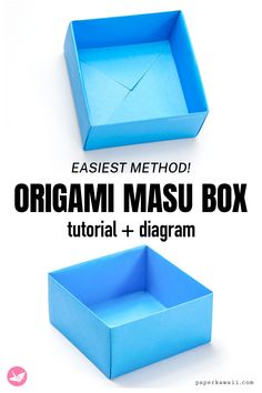 an origami masu box with instructions to make it