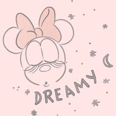 a drawing of a mouse with the words dream on it's face and ears