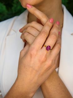 Gold Ruby Ring set with a Natural Ruby in a natural red color, at 10x8mm, weighing 2 Carats, sourced from Burma. 2 Carat Solitaire Ring made of Gold Vermeil ☞ thickest 18k Gold Plating on top of Solid 925 Sterling Silver ☞ made to last. Matching Earrings & Matching Pendant - please ask me July Birthstone - Genuine & Natural Stones ❀ ☞ Choose your size ☞ I resize (before shipping) for FREE to Any size* ⌛Last Ring left ⌛ ❀ Each Natural Gem is unique & will have Slight variations from the product p Gift Gold Gia Certified Ruby Ring, Oval Ruby Ring For Proposal, Gia Certified Oval Ruby Ring Gift, Oval Ruby Ring With Halo Setting As Gift, Gia Certified Ruby Ring As Gift, Gift Ruby Ring Gia Certified, Ruby Gold Ring, Ruby Birthstone Ring, Solitaire Ring Designs