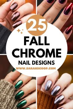 Check out these chrome nail ideas perfect for fall! #FallNails #Nails #ChromeNails Chrome Nails Designs Fall, Fall Chrome Nails, Chrome Nail Ideas, New Nail Trends, Here's The Scoop, Fall Nail Trends, Chrome Nail