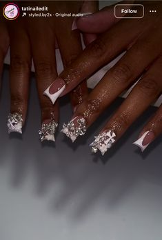 White Junk Nails, White Duck Nails, Duck Nails Short, Short Nail Inspo, Red Acrylic Nails