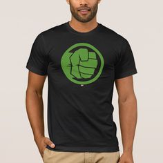 Hulk | The iconic fist icon for The Hulk, in green. Basic Green T-shirt With Logo Print, Unisex Crew Neck Shirt With Front Print, Basic Unisex Crew Neck Shirt, Green Crew Neck Shirt, Green Crew Neck Shirt With Front Print, Logo Hulk, Hulk Logo, Hulk Symbol, Hulk Birthday Parties