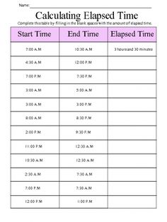 a printable time table for students to learn how to use the timesheet