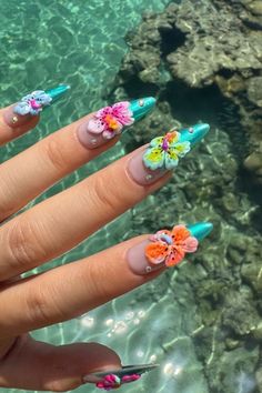 Explore stunning Hawaii nail designs perfect for your tropical getaway! From vibrant neon palms to elegant floral tips, discover chic and playful nail art ideas to elevate your island style. Hawaiian Nails, Hawaii Aesthetic, Hawaii Nails Acrylic, Hawaii Beaches, Hawaiian Vacation Outfits, Styles, Hawaiian Beaches, Hawaiian Trip, Honeymoon, Vacation Clothes, Beach Nail, Short Nail, Inspo, Vacation Nail, Fun, Trendy, Summer Acrylic Nail, Bright Summer Nail, Hawaiian Flowers, Blue, Simple, Nature Hawaii Nail Designs, Nails Hibiscus, Lexi Nails, Hawaiian Nails, Blossom Nails, Hawaii Nails, Disney Acrylic Nails, Bright Summer Nails, French Acrylic Nails