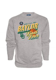 Baylor Bears Mens Grey 2021 Final Four Long Sleeve Crew Sweatshirt - 57107081 Cotton Logo Print Sweatshirt For Game Day, Cotton Sweatshirt With Logo Print For Game Day, Fan Gear Sweatshirt With Logo Print, Team-colored Throwback Cotton Sweatshirt, Throwback Cotton Sweatshirt For Fan Merchandise, Throwback Fan Merchandise Cotton Sweatshirt, Throwback Team Logo Sweatshirt For Sports Events, Collegiate Cotton Sweatshirt For Baseball Season, Sports Season Fan Gear Sweatshirt With Logo Print