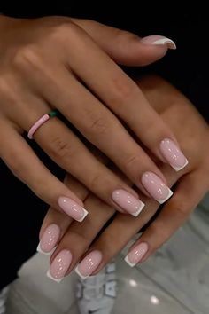 Clean French Nails, Basic Nails Ideas, Cute Basic Nails, Basic Nail Ideas, Valentines Nails French, Nail Inspo Hello Kitty, Duck Nails Short, French Tip Nails Pink, Azul Nails