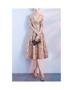 Buy sparkly champagne gold aline long formal dress vneck with sleeves at cheap price online. Free stable shipping and pro custom service since 2009. Sparkly Champagne, Long Formal Dress, Formal Party Dress, Formal Party, Style Dresses, Champagne Gold, Formal Dress, High Low Dress, Formal Dresses Long