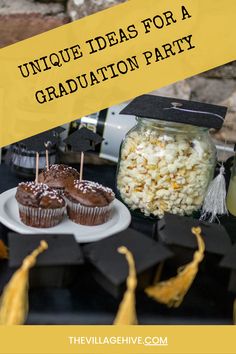 graduation party with cupcakes and popcorn