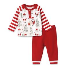 Christmas Santa Bamboo Cotton Boys Set – Tesa Babe Christmas Set, Unique Baby Gifts, Mommy And Me Outfits, Boys Set, Top Pants Set, Boys Christmas, Childrens Gifts, Striped Sleeve, Red Stripe