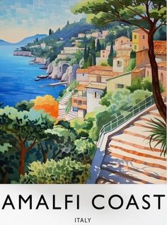 a poster advertising amalfi coast italy