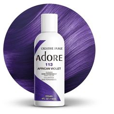 Pack of 1 Adore Hair Color - please verify color name in the Product Title Transform your hair with the vibrant and long-lasting hues of Creative Image Adore Semi-Permanent Hair Color. This innovative hair dye is designed to infuse each strand with rich, radiant color while maintaining the health and integrity of your hair. Free from harsh chemicals like ammonia, peroxide, and alcohol, Adore provides a gentle yet effective coloring experience that leaves your hair feeling soft, silky, and full of life. Adore’s unique formula is enriched with natural ingredients that nourish and condition your hair, ensuring that it remains healthy and vibrant. The semi-permanent nature of the dye means that it gradually fades over time, allowing you to experiment with different shades without the long-term Adore Hair Color, Adore Hair Dye, Violet Hair Colors, Violet Hair, Semi Permanent Hair Color, African Violet, Permanent Hair Color, Semi Permanent, Hair Dye