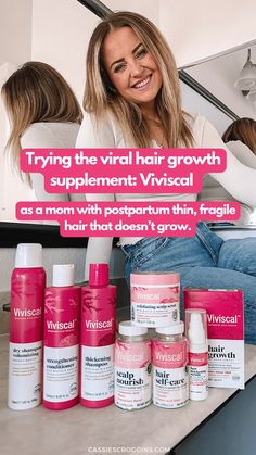 My hair postpartum is thin dry and never grows! I'm finally trying Viviscal to actually see some hair growth by summer! If you're looking for a good hair growth and thickening solution follow my journey to see my results and maybe Viviscal will be right for you too! Viviscal review | Hair Growth Suppliments #cassiescroggins #hairgrowthtips Viviscal Before And After Hair, Viviscal Before And After