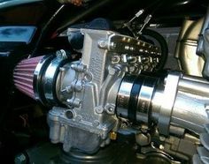 a close up view of the engine of a motorcycle