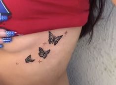 Tattoo butterfly rib underboob Tattoo For Underboob, Women Tattoos Underboob, Tatoos Under Breast Small, Butterfly Tattoo In Between Breast, Cool Underboob Tattoo, Butterfly On Ribs Tattoo, Butterfly Rib Tattoos For Women, Small Butterfly Tattoo On Ribs, Tattoos For Underboob