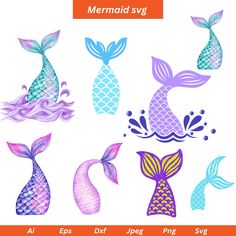 mermaid svg clipart set