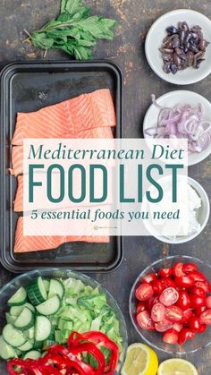 the mediterranean diet food list is filled with fresh vegetables and fish