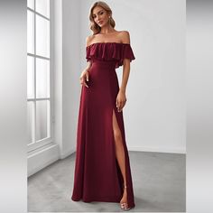 Brand New With Tags, Has Never Been Worn. Because Of The Length, It Isn’t Easy To Photograph Well, But It Looks Like It Does On The Model. Romantic Bridesmaid Dresses, Long Shift Dress, Off Shoulder Bridesmaid, Off Shoulder Bridesmaid Dress, Maternity Long Dress, Long Sundress, Off Shoulder Gown, Long Beach Dress, Ever Pretty