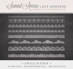 an image of lace borders for photoshopping and other projects on the chalkboard