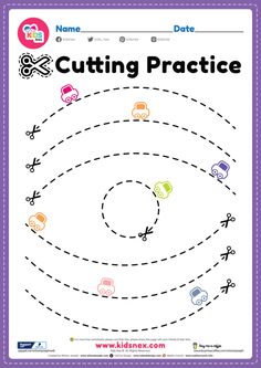 the cutting practice sheet for children to learn how to cut cars