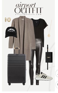 Stylin By Aylin, Travel Style Airport, Athleisure Capsule Wardrobe, Luggage Ideas, Fall Travel Outfit