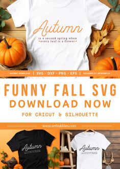 an autumn t - shirt design with the words funny fall svg