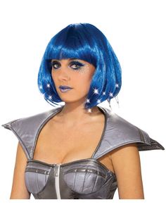 Adult Blue Light Up Wig Accessory - costumesupercenter.com Boys Haircuts Medium, Light Up Costumes, Medium Ash Blonde, Blue Costume, Baby Boy Haircuts, Blue Costumes, Mens Fashion Business Casual, Blue Wig, Frontal Hairstyles