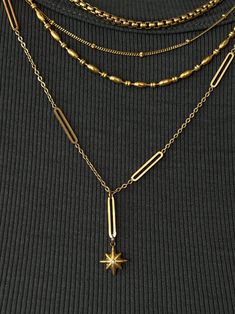 Gold Star Drop Necklace on Link Chain Length: approx. 17 - 19 inches (adjustable) 18K Gold plated Stainless Steel Water Resistant Glamorous Style, Necklace Online, Gold Star, Drop Necklace, Gold Stars, Steel Water, Link Chain, Ring Necklace, Chain Lengths