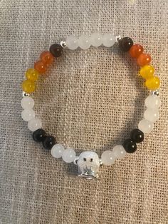 Cute Ghost Charm Bracelet | Halloween Beaded Friendship Bracelet | Custom Made Beaded Bracelet White Beaded Bracelets For Halloween Gift, White Beaded Bracelets For Halloween, Making Bracelets With Beads, Halloween Bracelet, Friendship Bracelets With Beads, Halloween Beads, Rancho Cucamonga, Cute Ghost, Friendship Bracelet