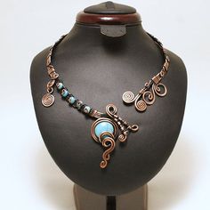 Copper Statement Necklace Turquoise Necklace  Adjustable Adjustable Wire Wrapped Metal Necklaces, Adjustable Copper Wire Pendant Necklace, Adjustable Copper Wire Wrapped Necklace, Adjustable Turquoise Metal Necklace, Adjustable Artisan Copper Wire Jewelry, Artisan Adjustable Copper Wire Jewelry, Unique Turquoise Copper Necklaces, Unique Turquoise Copper Necklace, Elegant Adjustable Copper Necklace