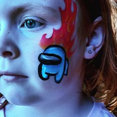 Face Painting Among Us, Video Game Face Paint, Face Painting Ideas For Kids Boys, Fortnite Face Paint, Among Us Face Paint, Face Painting Ideas For Boys, Easy Face Painting Designs, Diy Face Paint, Cool Face Paint