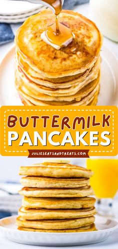 Nothing beats homemade buttermilk pancakes! Light and fluffy with a sweet, tangy flavor, this Easter brunch recipe lets you have the BEST pancakes ever. Whip up a stack for an easy breakfast idea today! Best Pancakes Ever, Quick Pancakes, The Best Pancakes, Best Pancakes, Healthy Oatmeal Recipes