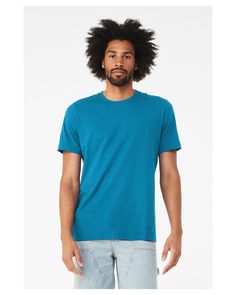 Unisex Jersey Short Sleeve T-Shirt - ELECTRIC BLUE - S | Bella + Canvas Jersey T-Shirt in Electric Blue Size Small | Ringspun Cotton Sustainable Manufacturing, Raglan Pullover, Shirt Maker, Neon Blue, Mens Crew Neck, Carolina Blue, Jersey Tee, Unisex Shorts, Heather Black