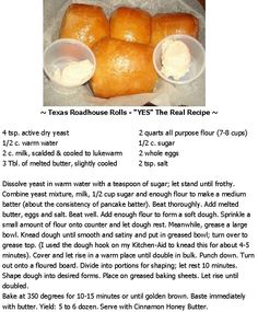 the recipe for texas roadhouse rolls is shown in an image above it's description