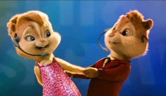 two chipmuns are dancing together in the animated movie's music video game